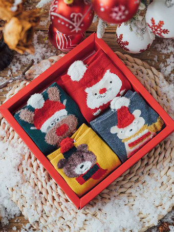 Socken Gelb Poly/Baumwollmischung Weihnachtsmuster Weihnachtsgeschenk Heimkleidung Winter Warm Niedlich Acc