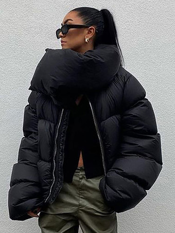 Chaqueta acolchada Abrigos Cuello alto negro Prendas de abrigo de invierno 2023