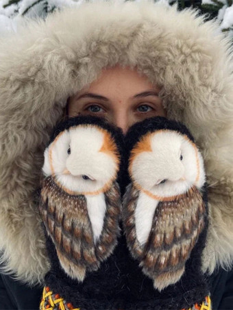 Handschuhe Damen Animal Print Winter Warm Acc
