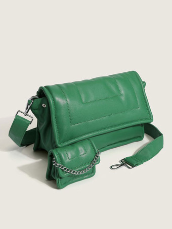 Bolsos de mujer Bolsos elegantes con correa cruzada cuadrada de cuero PU verde