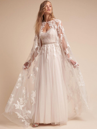 Wedding Wrap Ivory Jewel Neck Cloaks Lace Lace Bridal Cover Ups