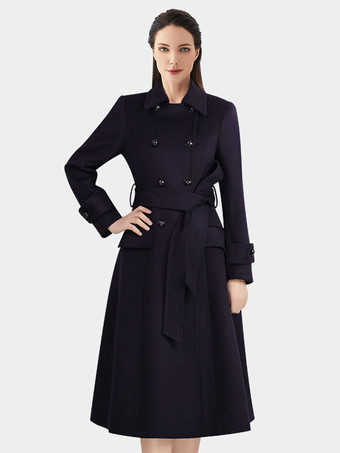 Outerwear For Woman Dark Navy Sash Winter Coat 2023
