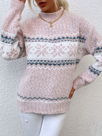 Pullovers For Women 2023 Christmas Pink Knit Sweater Tops
