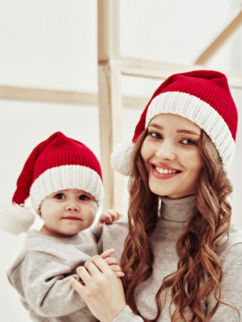 Damenhüte Hübsche Pom Poms Weihnachtsmuster Acryl Winter Warm Acc