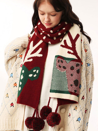 Sciarpa da donna Moda Natale Modello Pom Poms Inverno Caldo Acc