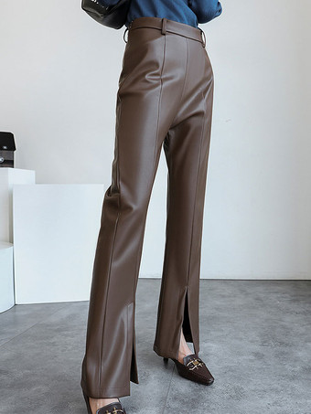 Pants Coffee Brown PU Leather Trousers