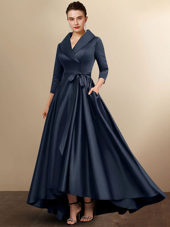 Brautmutterkleid 2023 3/4-Ärmel A-Linie Schärpe Kleider für Hochzeitsgäste Kostenlose Anpassung