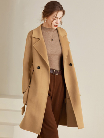 Women's Wrap Coat 100% Wool Winter Outerwear 2023