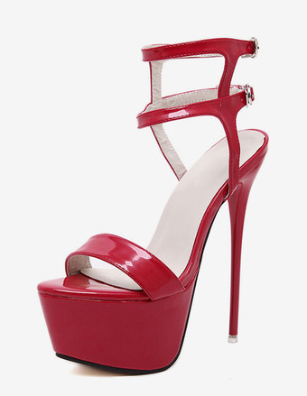 Zapatos de fiesta 2023 Sandalias rojo cielo patente los tacones de plataforma alta para las mujeres