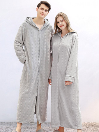 Robe Pyjama Polaire Chaud Capuche Manches longues Flanelle