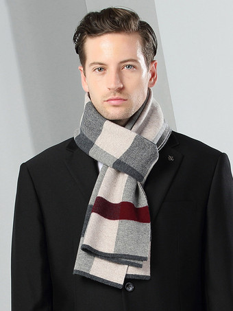 Man's Scarf 100% Wool Stripes Winter Warm Scarves