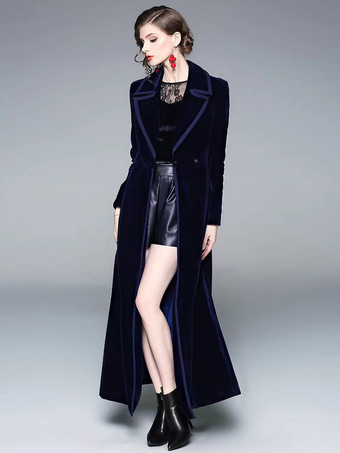 Long Coat For Woman Royal Blue Winter Outerwear