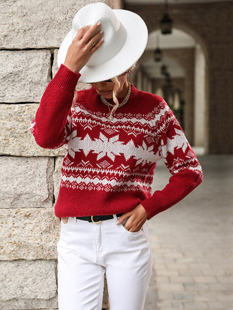 Pullovers For Women 2023 Christmas Pattern Knit Sweater Tops