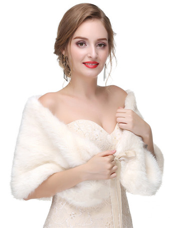 Faux Fur Wedding Shawl Shrug Bridal Wrap For Winter