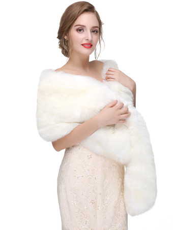 Estola nupcial del invierno del mantón de abrigo de la boda de la piel sintética Chales de pelo artificial