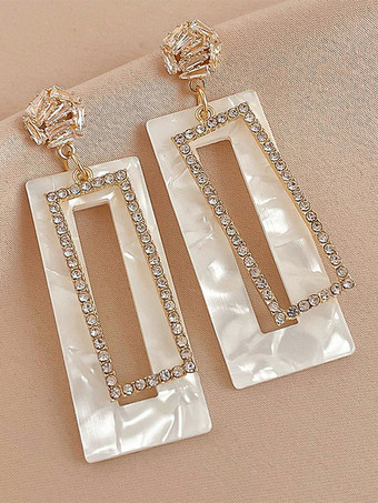 Pendientes de novia Diamante de imitación para niña Joyas de boda perforadas