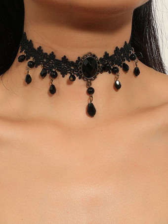 Black Gothic Wedding Necklaces Black Round Brilliant Wedding Necklace