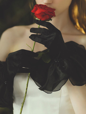 Schwarze gotische Hochzeitshandschuhe Handschuhe Brauthandschuhe