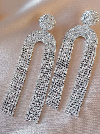 Pendientes de boda Diamante de imitación para niña Joyas de boda perforadas