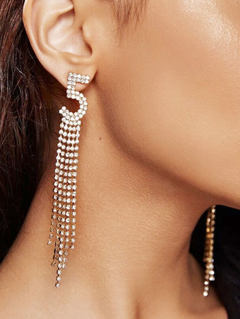Wedding Earrings Rhinestone Pierced Wedding Jewelry Acc