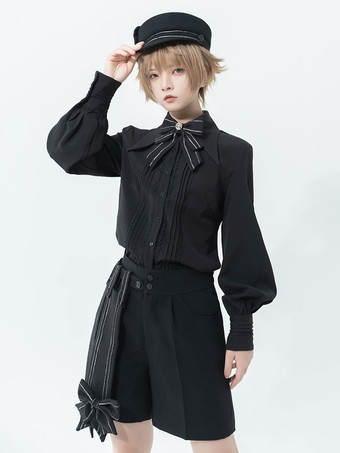 【Vorverkauf】 Gothic Lolita Ouji Fashion Bloomers Bow Straight Black Pant