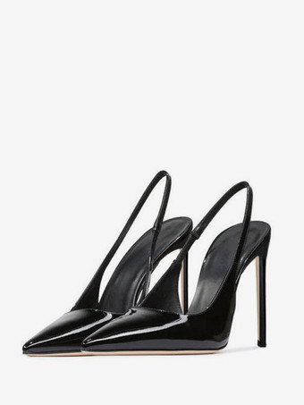 Black High Heels Women Pointed Toe Slingbacks Stietto Heel Dress Shoes