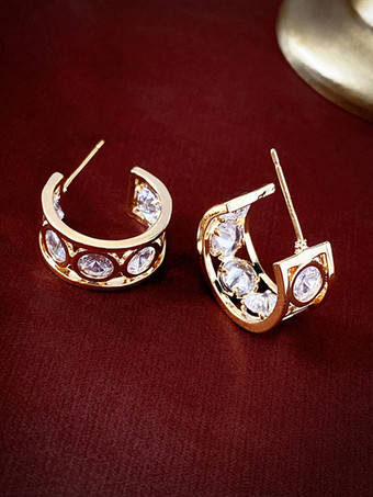 Wedding Earrings Cubic Zirconia Metal Pierced Bridal Jewelry