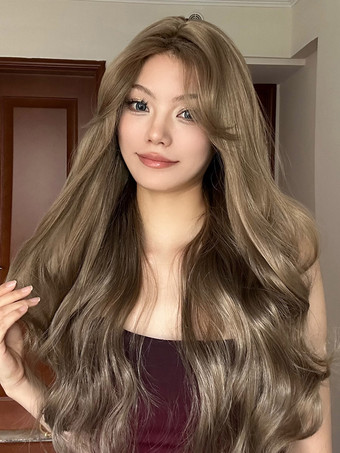 Long Wig For Woman Deep Brown Curly Layered Casual Wigs