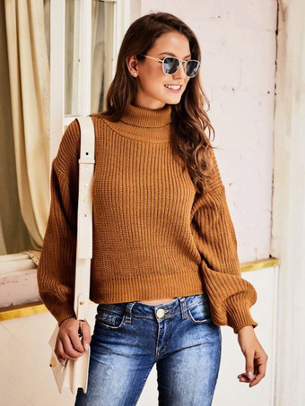 Women Knitted Pullover Turtleneck Long Sleeves Fall Winter Sweater