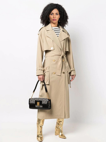Trench Coat Notched Lapel Belted Double Breast Classic Outerwear