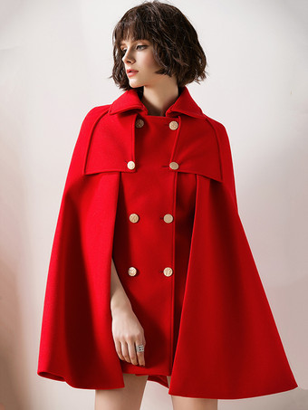 Poncho rojo para mujer  capa de gran tamaño  abrigo de invierno 2023