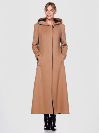 Women Wrap Coat Hooded Warmth Oversized Woolen Winter Outerwear